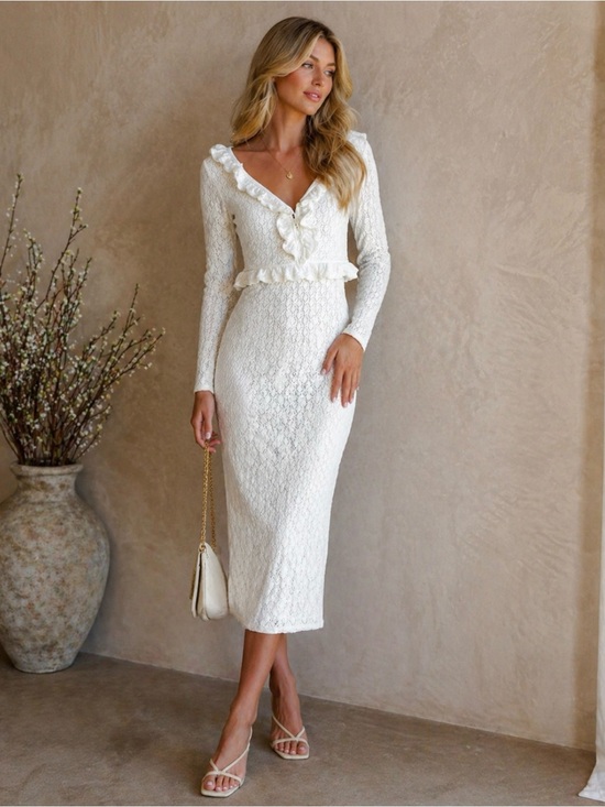 Willow & Wind Dresses & Skirts - White Lace Midi Dress for Special Occasions Size XS Willow & Wind NWT